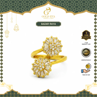 Emas Eva (3.88g) GE Emas Adjustable Ring With Duo Diamond Blossom Cincin Emas Fashion 24k Emas Plate