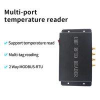 RFID 4 Antenna Interface Fixed Reader RS232 MODBUS-485 UHF RFID Temperature Reader Support Reading Temperature Tags