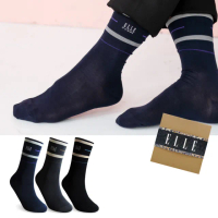 【ELLE HOMME】8雙組條紋時尚寬口紳士襪(禮盒/禮物/寬口襪/紳士襪/長襪/男襪)