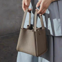 Songmont Fashion Women's Bucket Bag Medium Luxury Genuine Leather Single Shoulder Crossbody Bags Commuting Handbags Big Capacity
