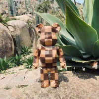 Bearbrick 400% 28cm KarimokuChess Rhombus Chessboard Plaid Bear BE@RBRICK Collection Teddy Bear Solid Wood Figure