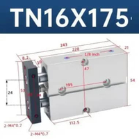 Cylinder pneumatic TN16 Twin Rod Pneumatik Angin Air Silinder Double Stroke TN 16 - TN 16x10 TN 16x1