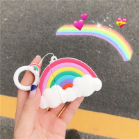 Disney Cute Cartoon Rainbow Protective Case For Airpods Pro Soft Silicone With Buckle Ring Headphone Case For Airpods 1 2 Cover