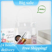 Transparent PVC Handbag Christmas Gift Packaging Bags With Handles Shopping Travel Clear Tote Jelly Bag Shoulder Makeup Bags