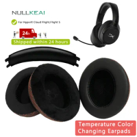 NULLKEAI Replacement Earpads Headband For HyperX Cloud Flight Flight S Headphones Temperature Color Change Earpads Earmuff