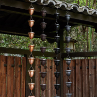 紫銅別墅庭院雨鏈日式屋檐雨水鏈天溝落水導水鏈戶外雨水槽引水鏈