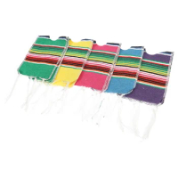 5 Pcs Tablecloth Rainbow Bottle Cover Mini Bottles Favors Mexican Party Poncho Cotton Striped Beer Ponchos