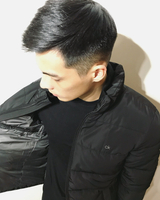 美國百分百【全新真品】Calvin Klein CK 男款 保暖 羽絨 外套 夾克 立領 黑色 S/M號 J705