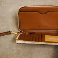 Dompet MICHAEL KORS MK MONOGRAM DARK WHITE ZIP LONG WALLET 100% ORIGINAL 18X11CM