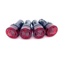 1/5/10 Pcs 22mm AD16-22SM 12V 24V 110V 220V 380V Flash Signal Light Red LED Active Buzzer Beep Alarm Indicator Lamp