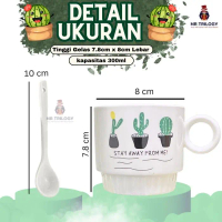 Paket 2In1 Souvenir Hampers Gelas Kado Ulang Tahun Double Cactus 300Ml Cangkir Keramik Box Ekslusif