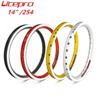 Litepro 14" Inch Folding Bike Rims 20/28H 254 Aluminum Alloy Double Wall Wheel Rims 14x1.5-1.75 BYA412 410 Folding Bicycle Parts