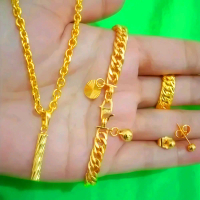 FLASH SALE satu set perhiasan kalung nuri liontin bambu gelar rantai cincin rantai anting tusuk tita