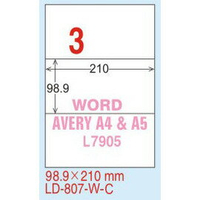 【龍德】LD-807(直角) 雷射、影印專用標籤-紅銅板 98.9x210mm 20大張/包