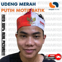 Blangkon/Udeng ikat kepala merah putih model batik, ikat kepala udeng indonesia 17 Agustus Headbands