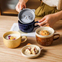 Funny Cartoon Cat Coffee Mug Tumbler Cup with Lid Panda Shape Creative Drinkware Delicate Ceramic Tea Cup Classical Tableware