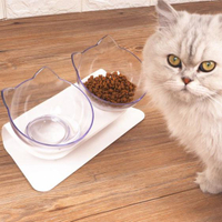 貓碗雙碗保護脊椎寵物狗盆狗碗貓盆貓食盆貓糧飯盆碗斜口碗貓碗架