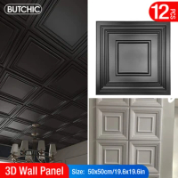 12pcs 50cm house wall renovation stereo 3D wall panel non-self-adhesive 3D wall sticker art tile wallpaper room bathroom ceiling