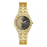 Guess Watches Jam Tangan Wanita Guess Starlet GW0312L2 Ladies Black Crystals Dial Gold Stainless Ste