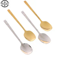 Kitchen Dinner Dish Soup Rice Western Restaurant Bar Public Spoon Large Stainless Steel Round Head Buffet Serving Spoon 2 Colors