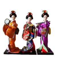 日本藝妓人偶擺件 和服娃娃 絹人布偶裝飾品 日式和風禮品 26厘米
