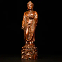 8"Tibet Temple Collection Boxwood Shakyamuni Buddha Statue Buddha statue Amitabha Buddha Statue