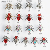 10pcs 3D Alloy Nail Art Accessories Japanese Halloween kawaii Spider Parts Glitter Rhinestone Nail Charms materials Supplies