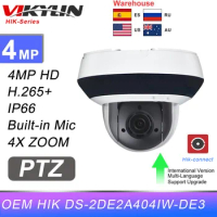 Summer Sale Hikvision OEM 4MP DS-2DE2A404IW-DE3 PTZ IP Camera 4X Zoom Built-in Mic Security Surveillance CCTV Camera Hik-connect