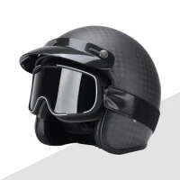 New Design12K Carbon Fiber Jet Half Helmet With Brim Open Face Motorcycle Helmets For Vespa Scooter DOT Approved