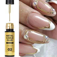 Gold Metallic Painting Nail Gel Liner Polish,3D Metal Mirror Effect Paint Drawing Nail Gel Build-in Brush Soak Off UV Chrome Gel