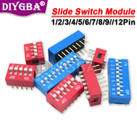 10PCS DIP Slide Type Switch Module 1 2 3 4 5 6 7 8 9 10 12 Bit 2.54mm Position Way Red Pitch Toggle Switch Blue Red Snap Switch