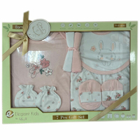 美國Elegant kids七件組彌月禮盒-粉色 - 彌月禮盒 七件組彌月禮盒 女嬰裝 女嬰 嬰兒手套 嬰兒襪子 嬰兒裝 女嬰彌月禮盒 嬰兒圍兜