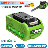 For Greenworks 40v Battery 40V 6000mAh Rechargeable Battery For 29462 29472 29282 Power Tools Batteries For GreenWorks 29462