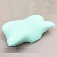 【米夢家居】強效Q MAX冰晶紗 月牙高密度枕手睡中高雙用記憶枕(附涼感布套-1入-水綠)