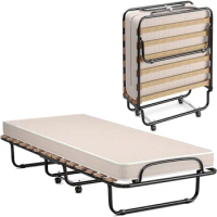 KOMFOTT Folding Rollaway Bed with Mattress, Foldable Bed with Memory Foam Mattress for Adults, Portable Fold Up Guest