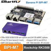 Hot Banana Pi BPI-M7 RockChip RK3588 PI-Co ITX Development Board ArmSom Sige7 GPU 5 Channel 4K UITwo
