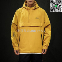 【卓越優選館】經典連帽外套男 新品潮流休閒外套 時尚韓版套頭衫衝鋒衣夾克 黑色黃色百搭保暖男上衣 M-5XL大尺碼男裝
