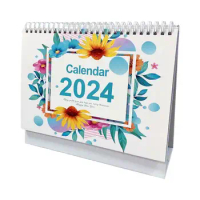 Large Desk Calendar English Thick Paper Desk Pad Calendar Metal Coil Calendar 2024 Desk Calender 365 Days Countdown Desk