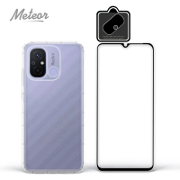 【Meteor】MI 紅米 12C 手機保護超值3件組(透明空壓殼+鋼化膜+鏡頭膜)