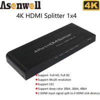 4K HDMI Splitter 1 In 4 Out Video Audio Splitter 1080P 3D FullHD High Compatible CEC HDMI Converter for TV Box PS4 Blue-ray DVD