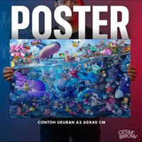 Poster Pokemon Custom Artpaper Dekorasi Kamar Anime Pikachu Charizard Hiasan Dinding Aesthetic A1 90