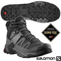 【索羅門 SALOMON】男 X ULTRA 4 GTX 防水透氣耐磨中筒登山鞋(寬楦)/412946 黑/灰/珍珠藍