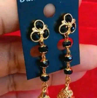 Black Beads Earing Gold-plated Not916 Female wear Earrings