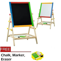 2-In-1 Easel Wooden White And Black Board Drawing Board