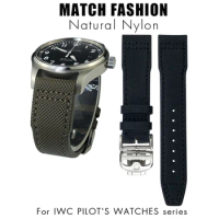 Quality New 20mm 21mm Genuine Leather Watchband for IWC PORTOFINO PILOT'S WATCHES IW3777 Nylon Green Blue Black Cowhide Strap