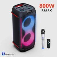 800W Trolley Box Wireless BT 5.0 Portable Bluetooth Speaker High-Power Outdoor Karaoke Subwoofer Speakers Supports FM AUX USB