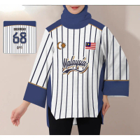 Muslimah Long Sleeve Shirt Elegant Women Baju Merdeka 68th Malaysia Jersey Full Sublimation Muslim T