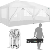 COBIZI Canopy 10x20 Pop Up Canopy with 6 Sidewalls,Waterproof Party Tent Outdoor Event Shelter Sun Shade Protable Tent for