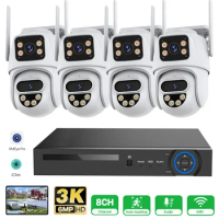 POE NVR PTZ Trackable Infrared Visible Cam HD IP Dual Lens Waterproof Cam H.265 CCTV Home Security Surveillance Video Kits