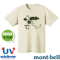 【mont-bell】男女 Wickron 吸濕排汗短袖T恤(鳥與山男).圓領衫.運動上衣_1114708 IV 象牙白